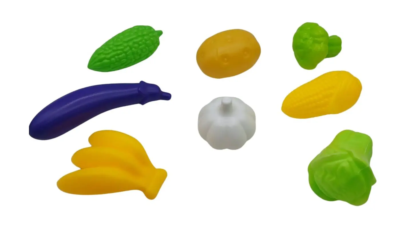 Kit de supermercado carrito frutas y vegetales 27 pcs para simular compras 5