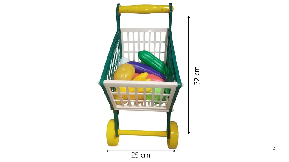 Kit de supermercado carrito frutas y vegetales 27 pcs para simular compras 6