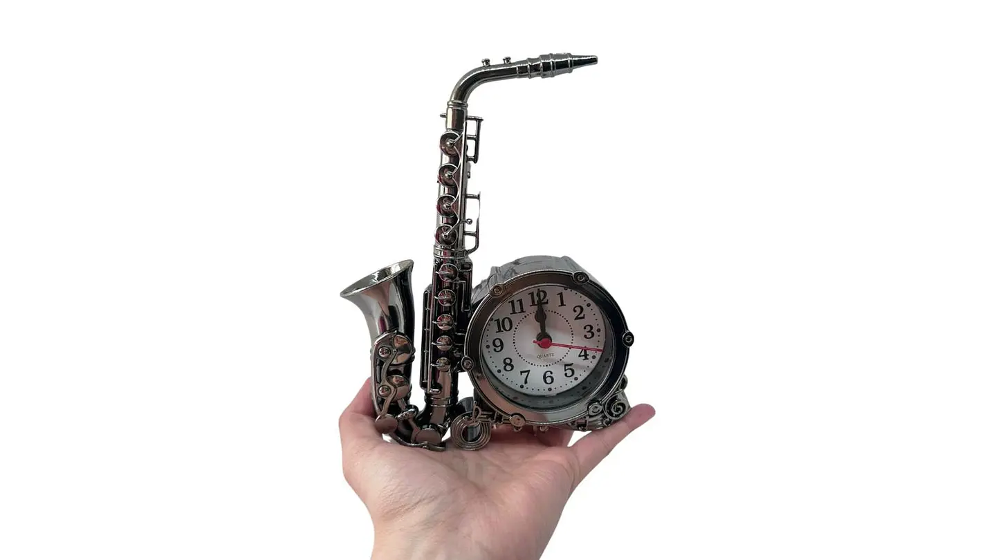 Reloj despertador decorativo modelo saxofon clasico modernos 4