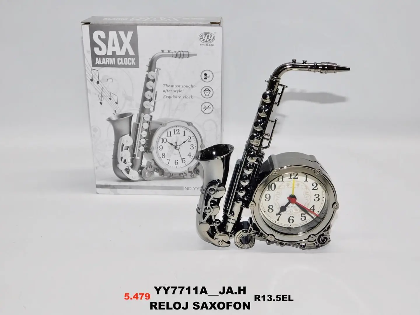 Reloj despertador decorativo modelo saxofon clasico modernos 5