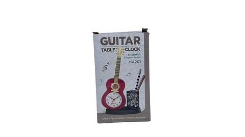 Reloj despertador guitarra con porta esferos decorativo