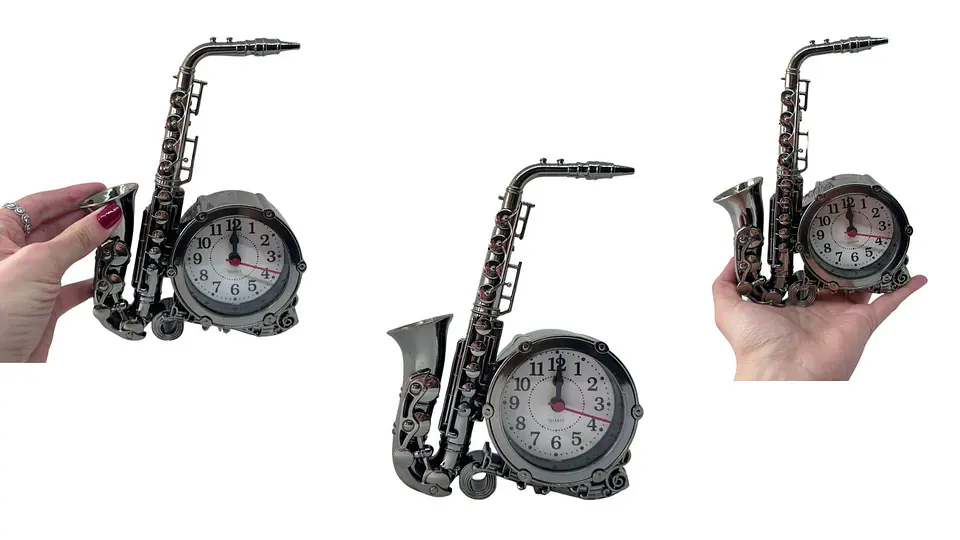 Reloj despertador decorativo modelo saxofon clasico modernos 7