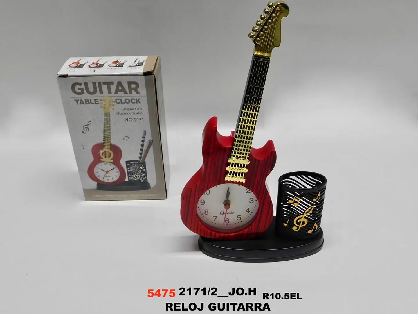 Reloj despertador guitarra con porta esferos decorativo 5
