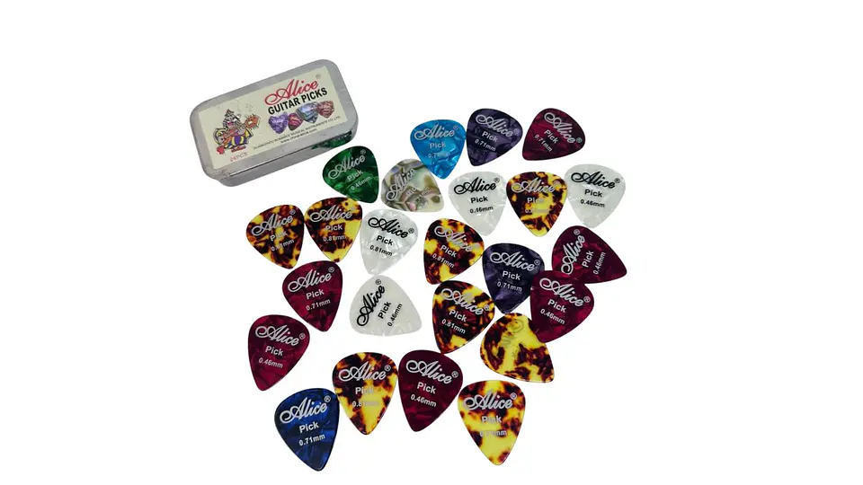 Púas Metálicas para Guitarra Multicolor Paquete de 24 Piezas 7