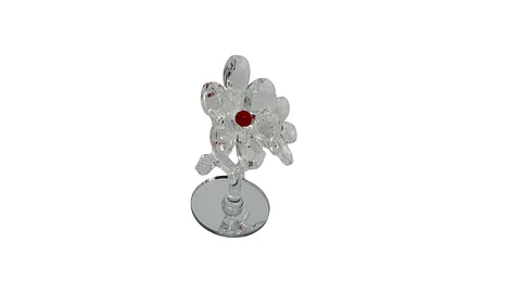 Flor Decorativa Acrílica Tipo Cristal con Base Espejo