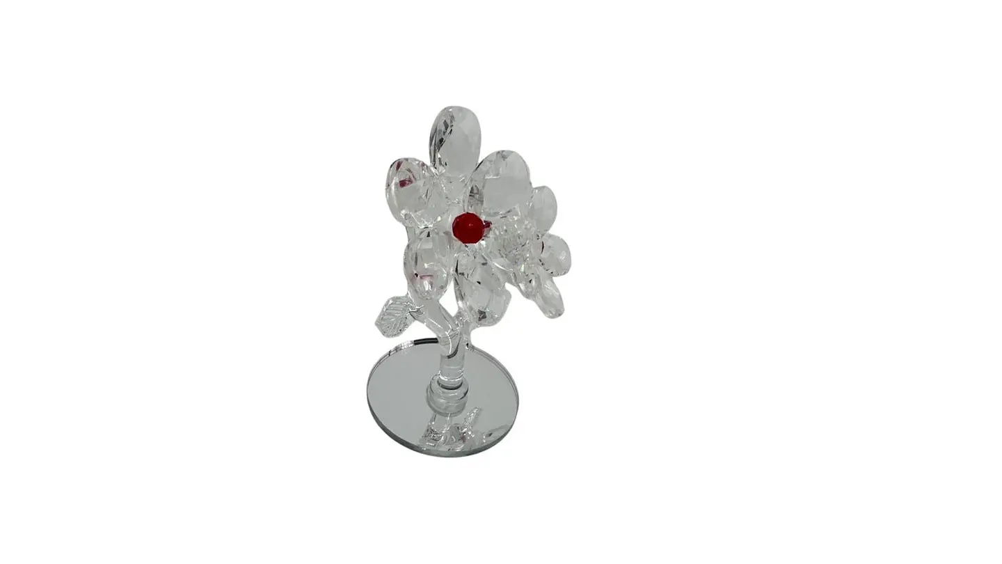 Flor Decorativa Acrílica Tipo Cristal con Base Espejo 1