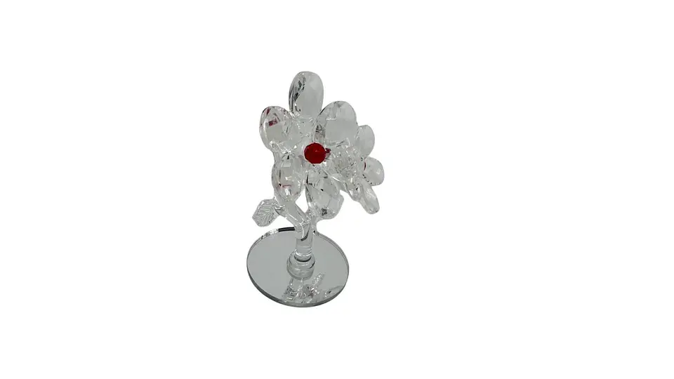 Flor Decorativa Acrílica Tipo Cristal con Base Espejo 1