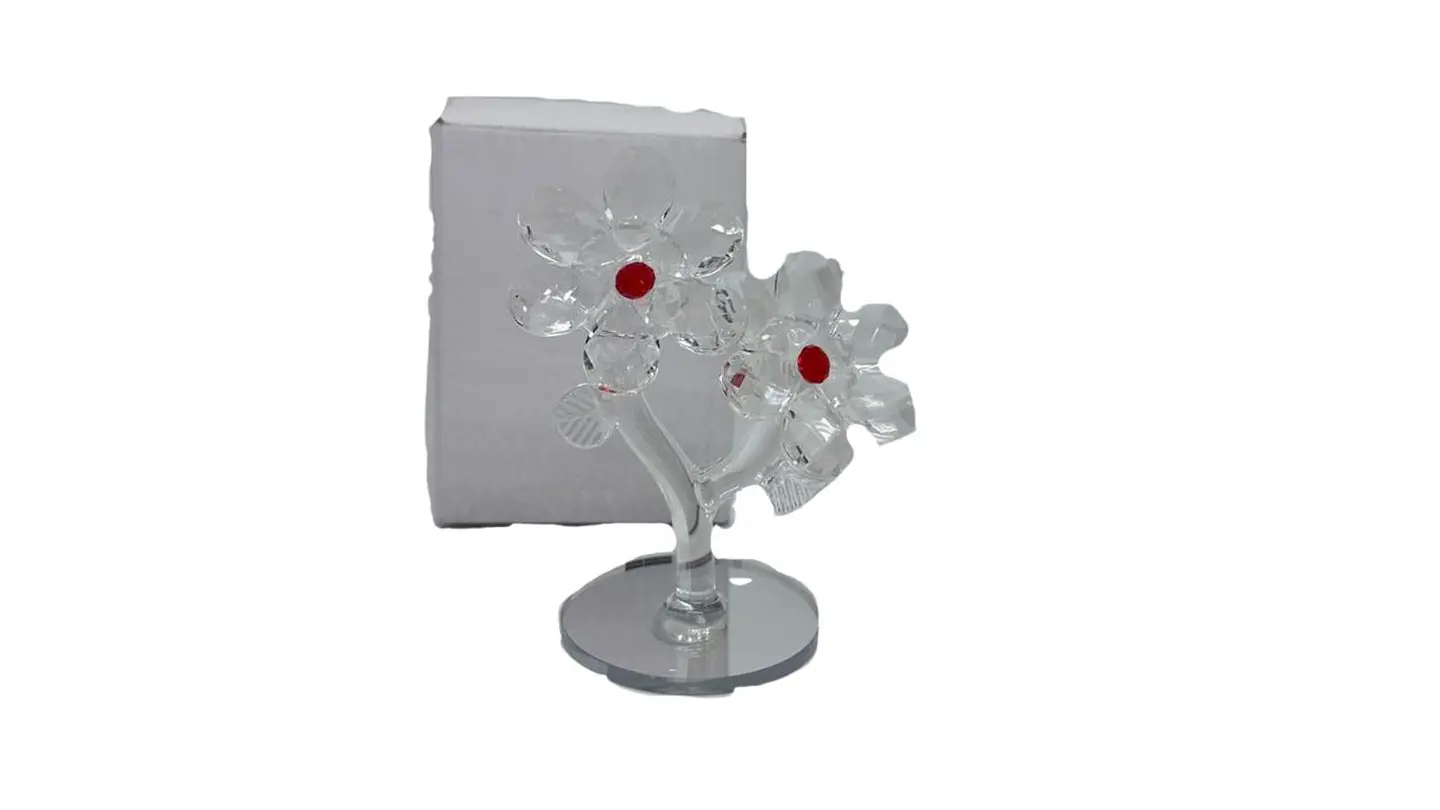 Flor Decorativa Acrílica Tipo Cristal con Base Espejo 2