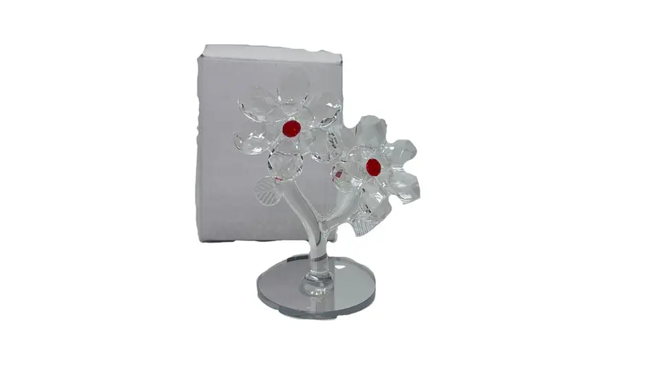 Flor Decorativa Acrílica Tipo Cristal con Base Espejo 2