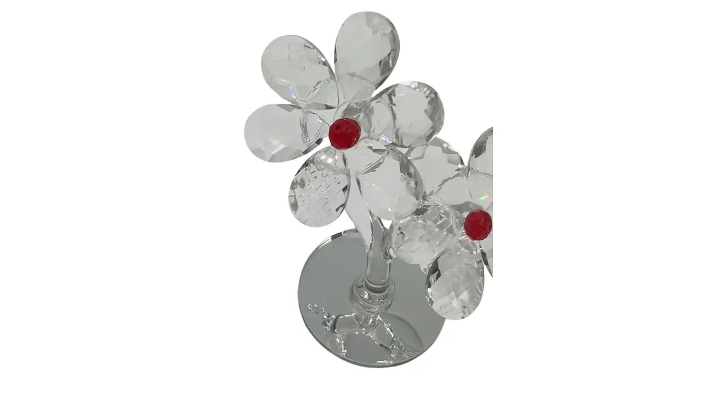 Flor Decorativa Acrílica Tipo Cristal con Base Espejo 4