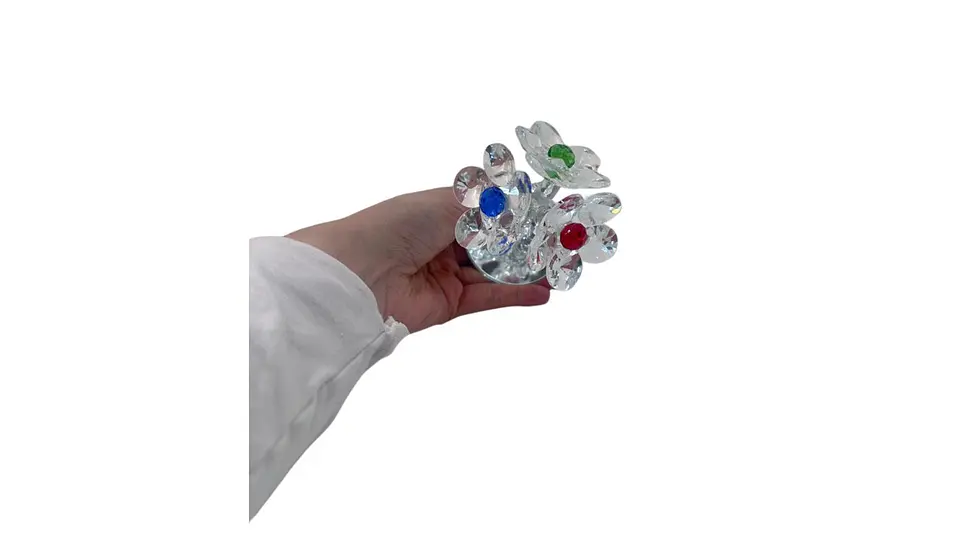 Flor Decorativa Acrílica Tipo Cristal Colección Triflora 3