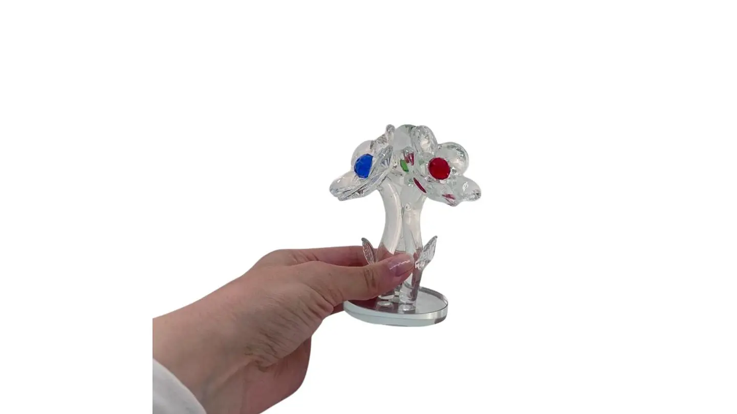 Flor Decorativa Acrílica Tipo Cristal Colección Triflora 4