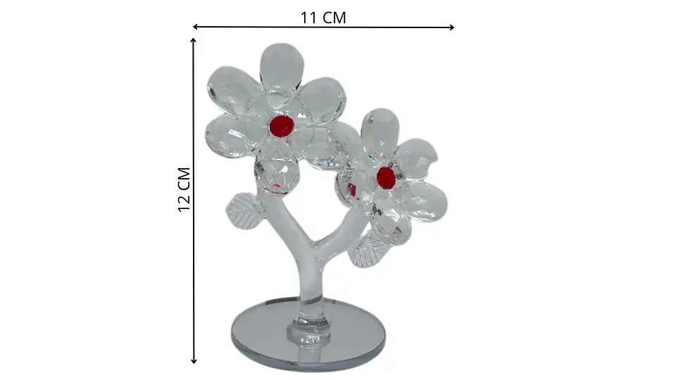 Flor Decorativa Acrílica Tipo Cristal con Base Espejo 7