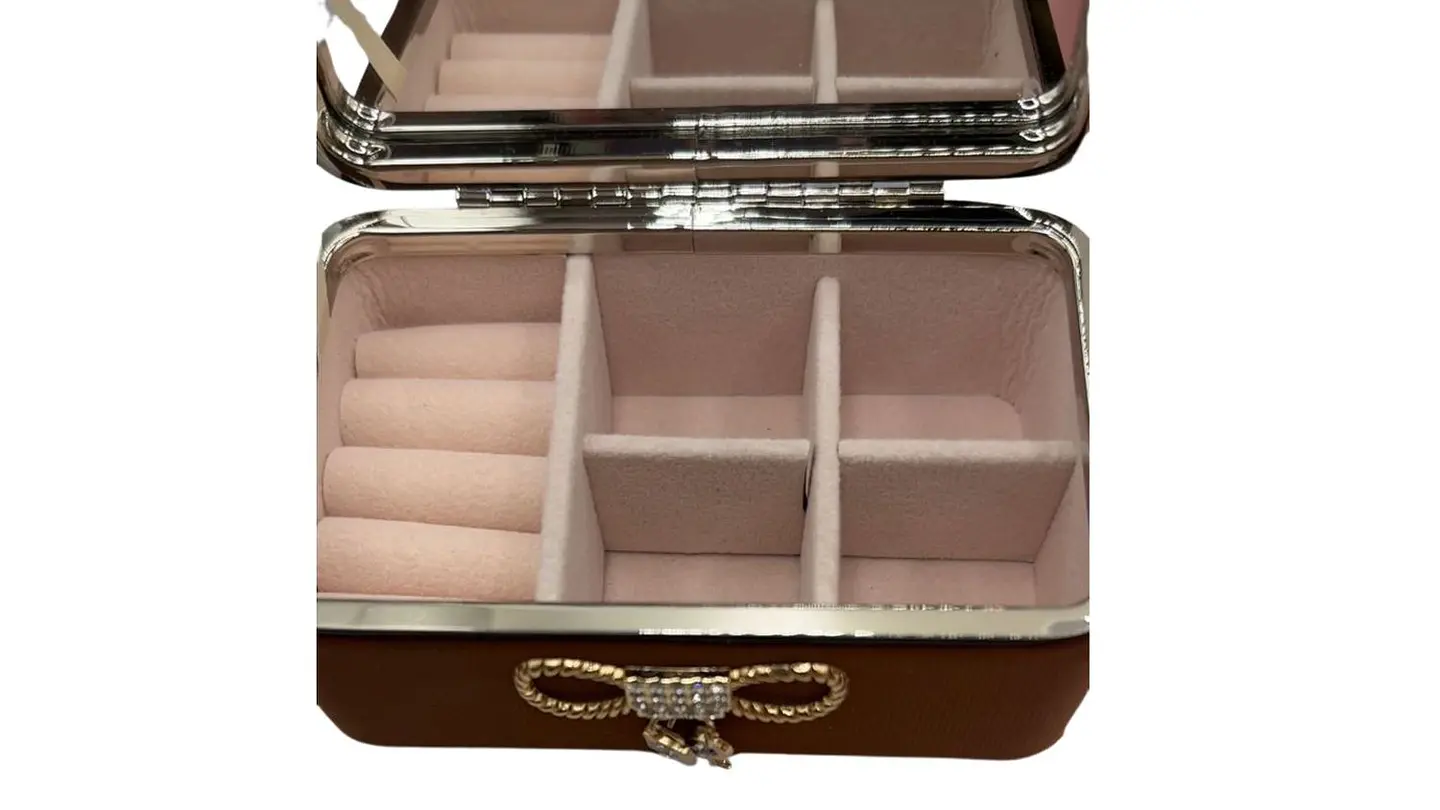 Mini Cofre Organizador de Joyas Rosado o Café Elegante 2