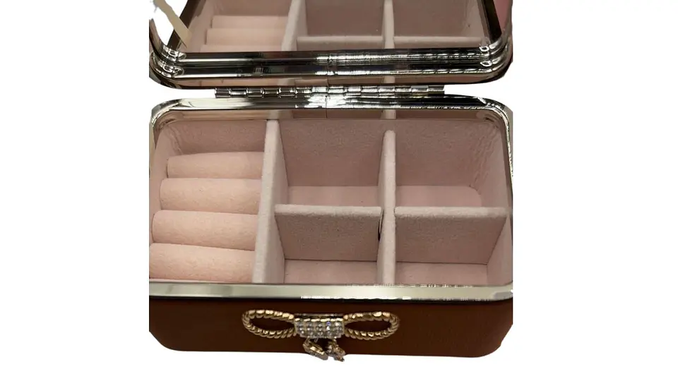 Mini Cofre Organizador de Joyas Rosado o Café Elegante 2