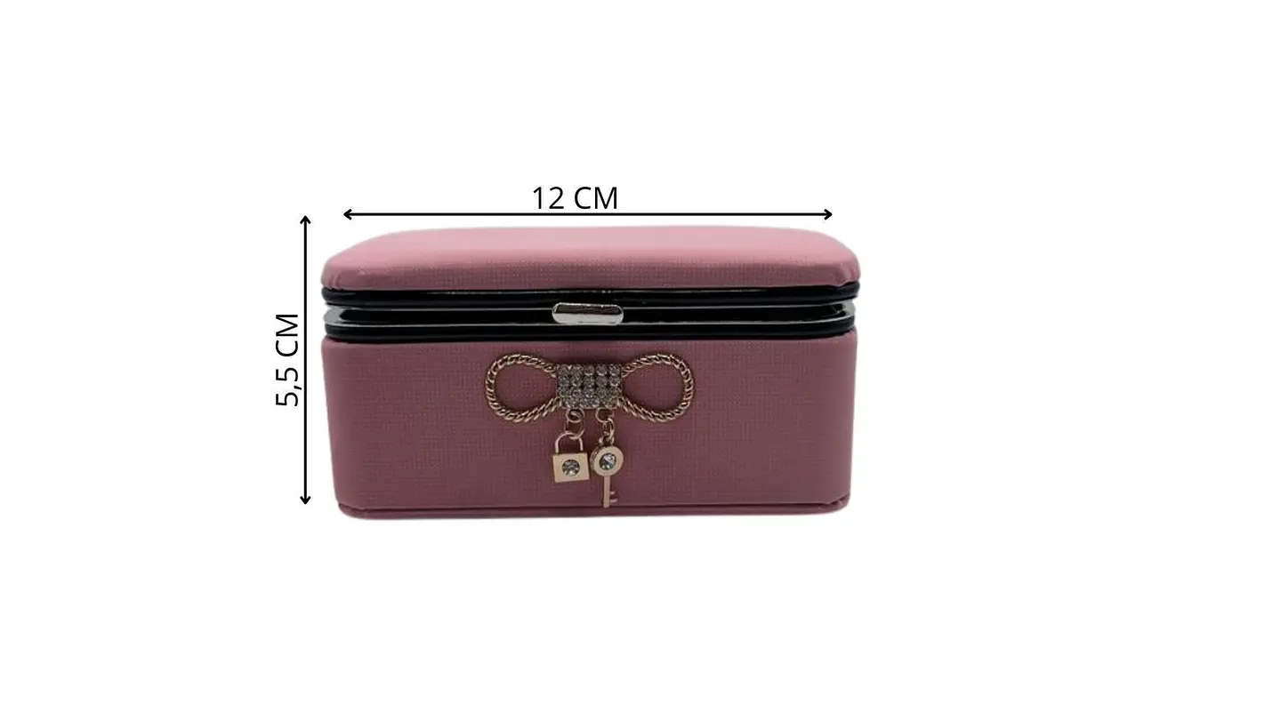 Mini Cofre Organizador de Joyas Rosado o Café Elegante 6