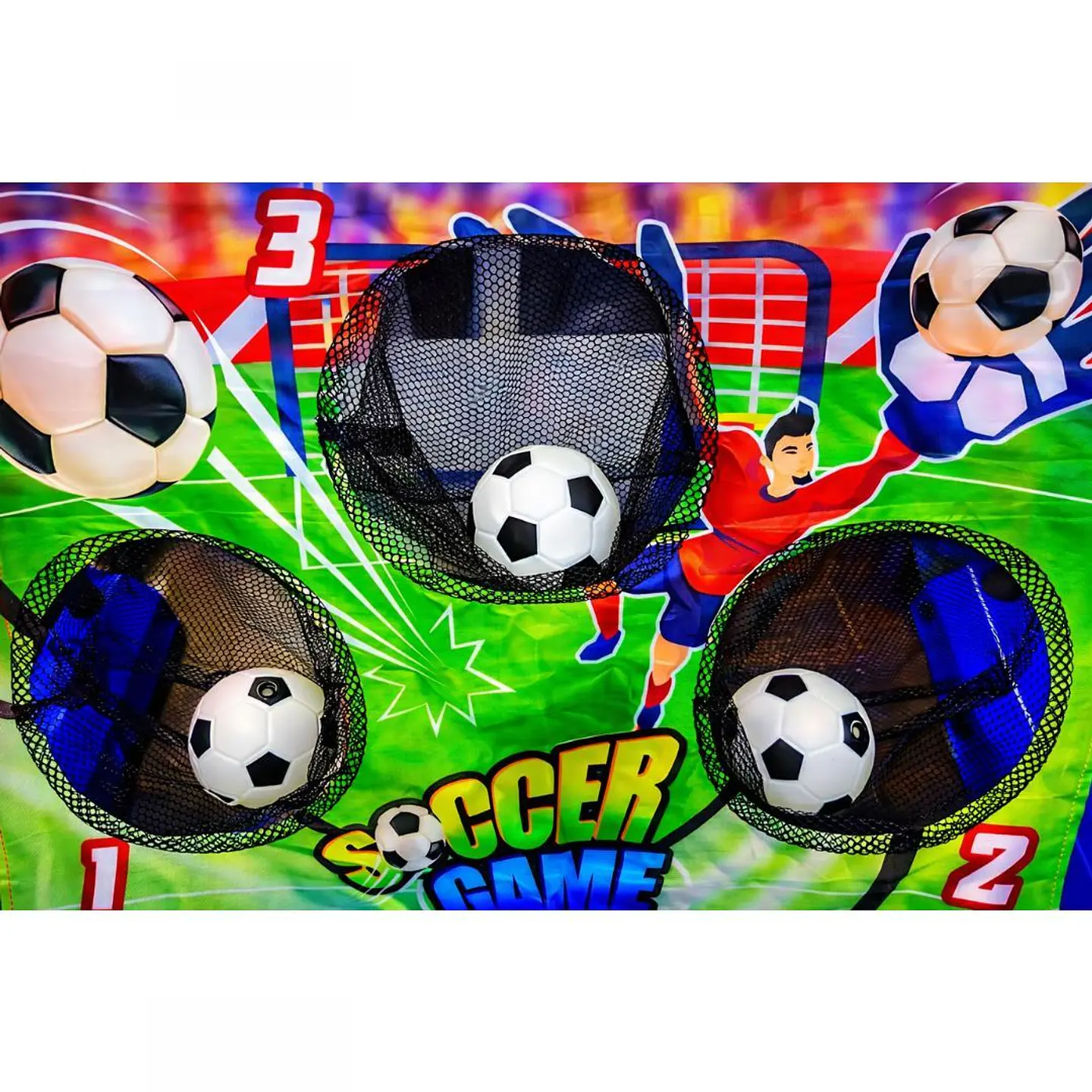 Juego De Fútbol Infantil Con Portería De Puntería + Pelotas Azul 1