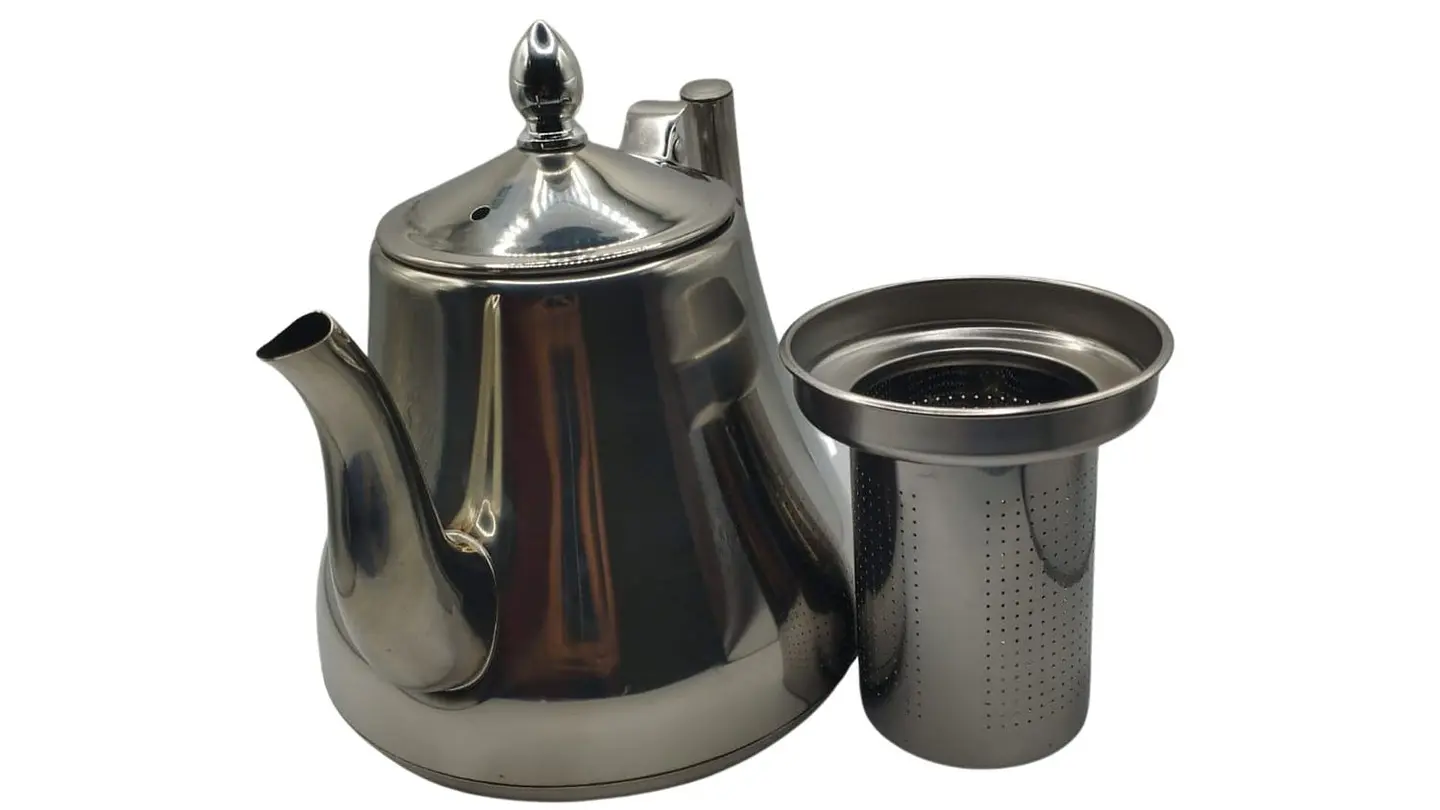 Tetera Acero Inoxidable 1 Litro Con Filtro Infusor Removible Moderna Resistente 5