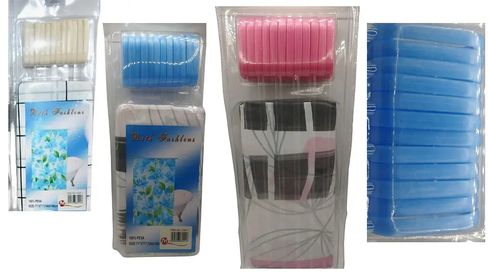 Cortina de Baño Bath Fashions PEVA Impermeable 1