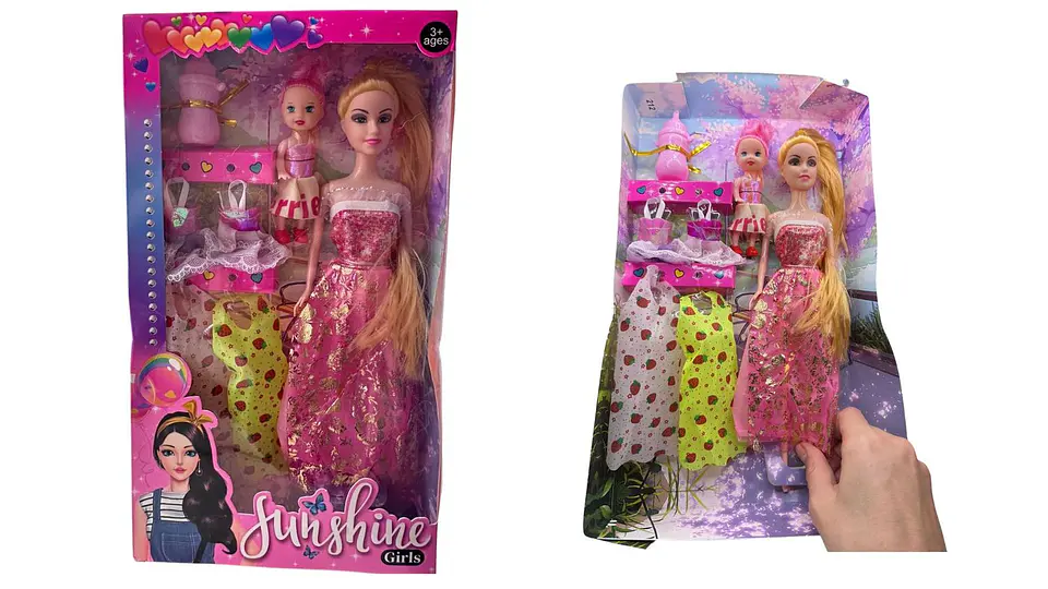 Muñeca con Bebé y Vestidos Juego de Moda para Niñas Moderno 3
