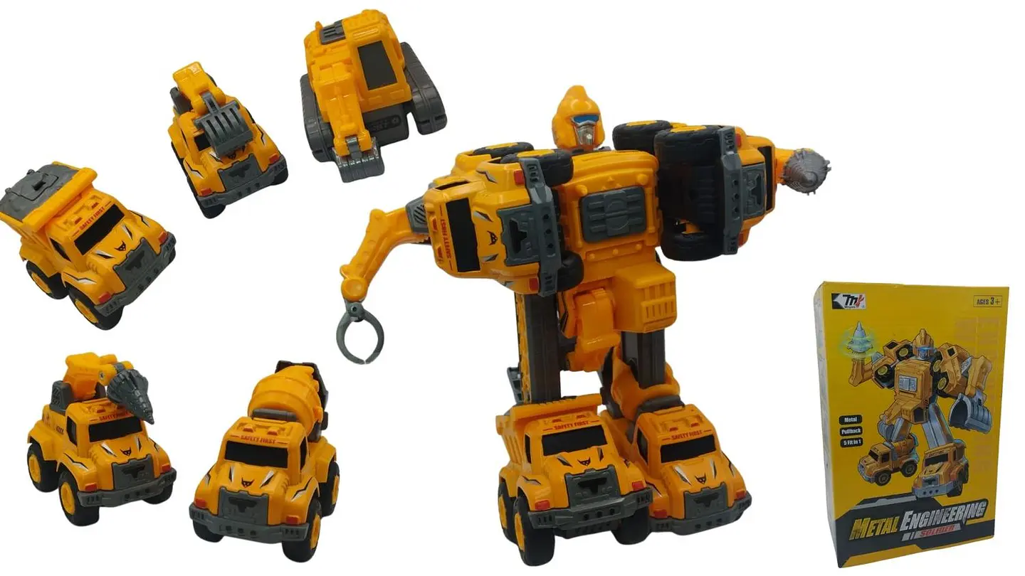 Robot Constructor Transformable Con 5 Vehículos De Construcción 1