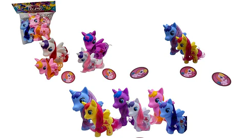 Set Pony Grande y Pony Pequeño con Estampita Juguete Niña