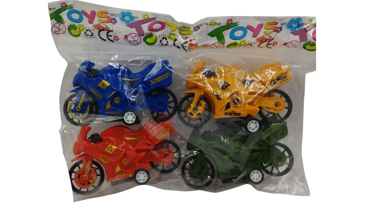 Set de 4 Motos de Juguete para Niños en Bolsa Colores Surtidos 5