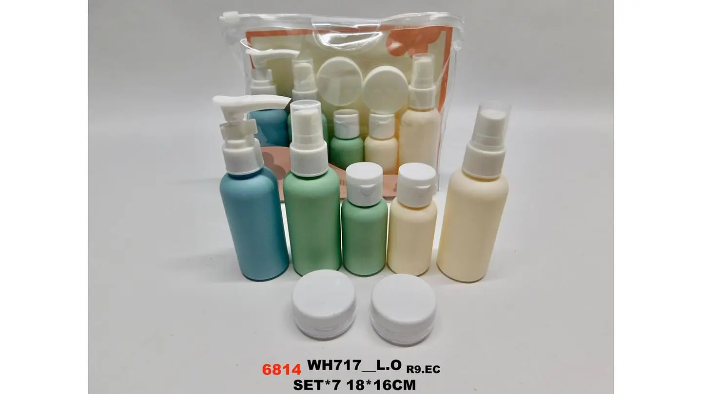 Set de Viaje 7 Piezas Botellas Recargables Portátil Líquidos 7