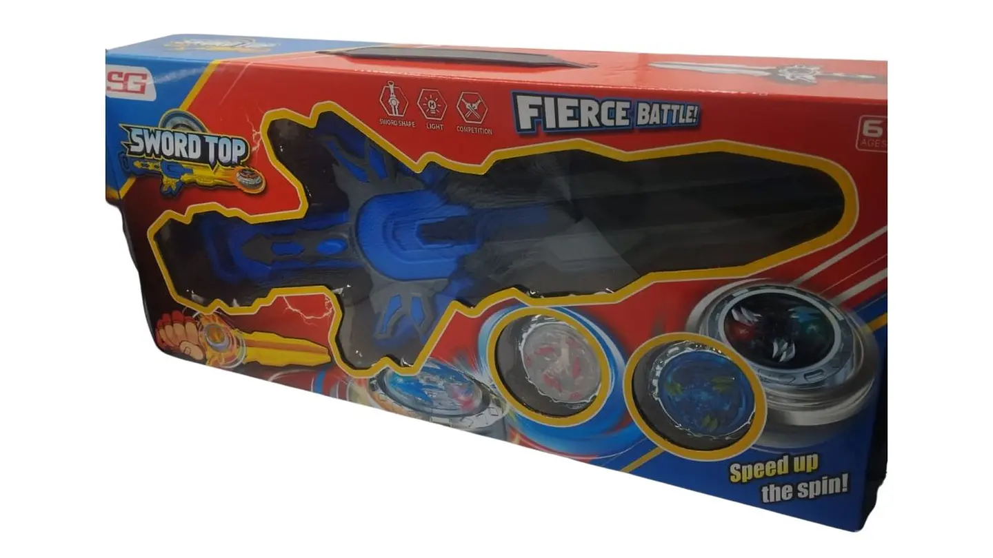Trompo Lanzador Tipo Espada Set Con 2 Trompos Juego De Batalla Infantil Alto Giro 6