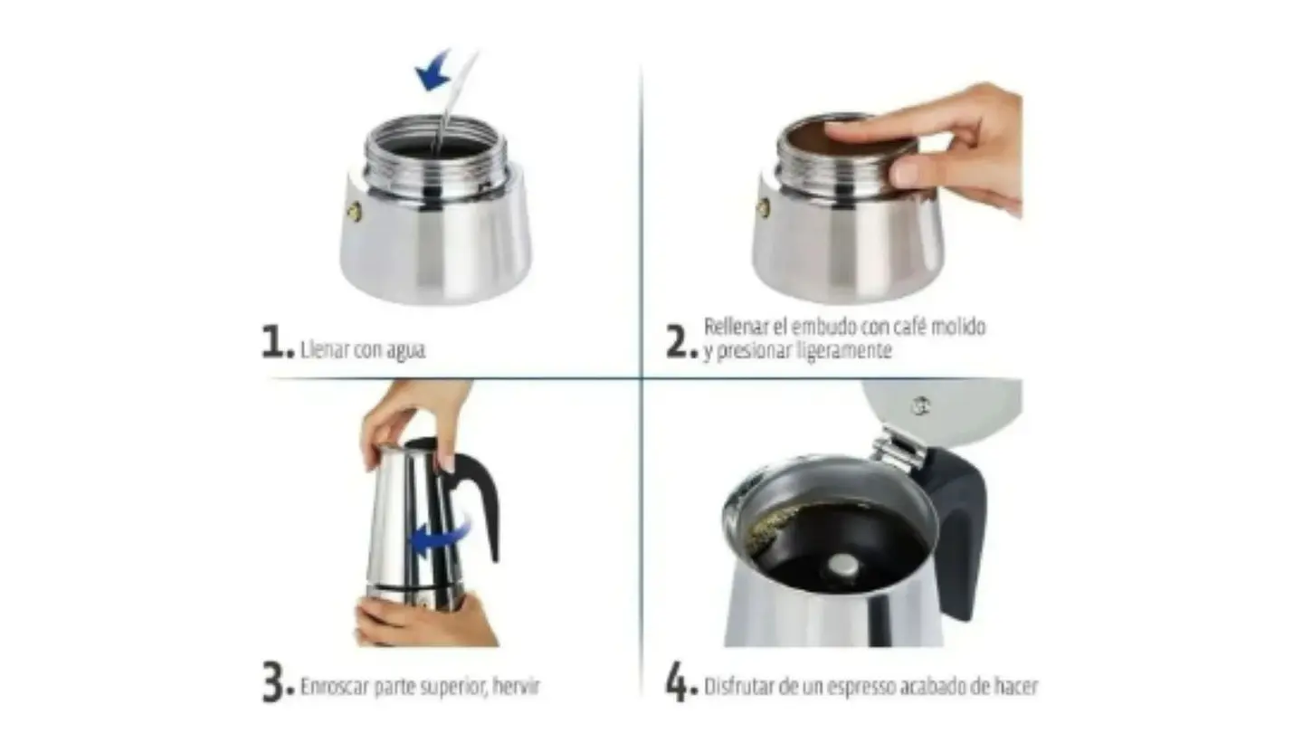 Cafetera Pequeña de Acero Inoxidable Práctica para Cocina 4