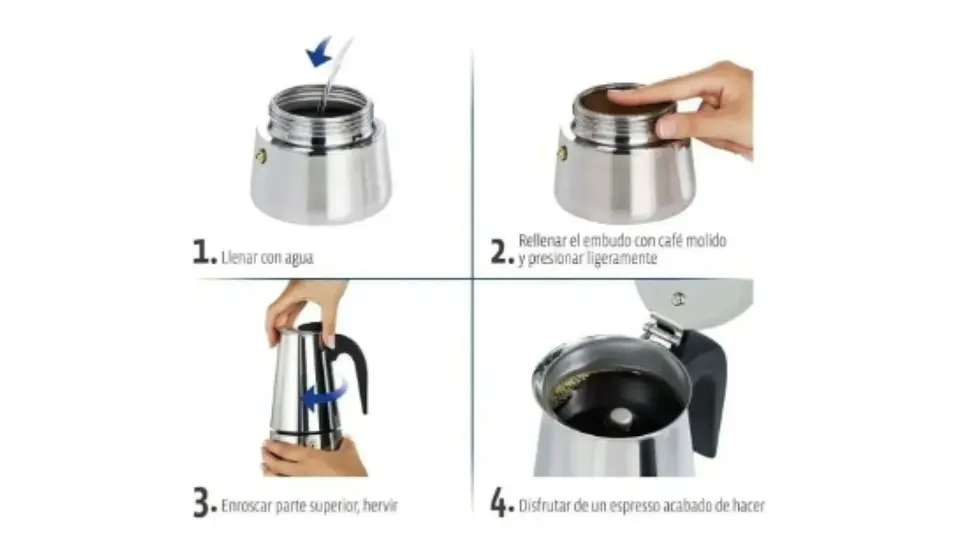Cafetera Pequeña de Acero Inoxidable Práctica para Cocina 4