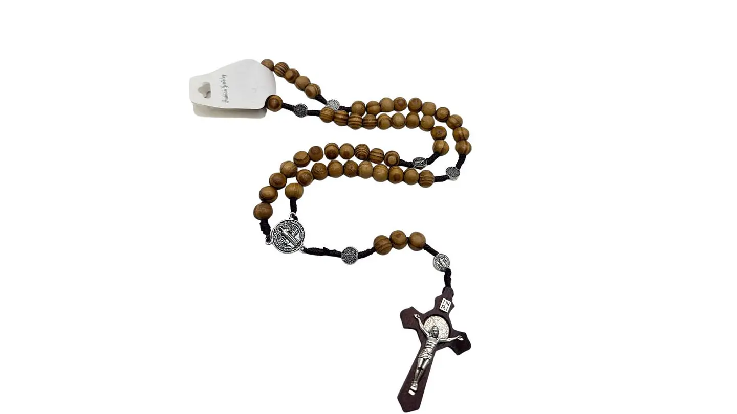 Camándula de Madera con Cruz Rosario Religioso Elegante 1