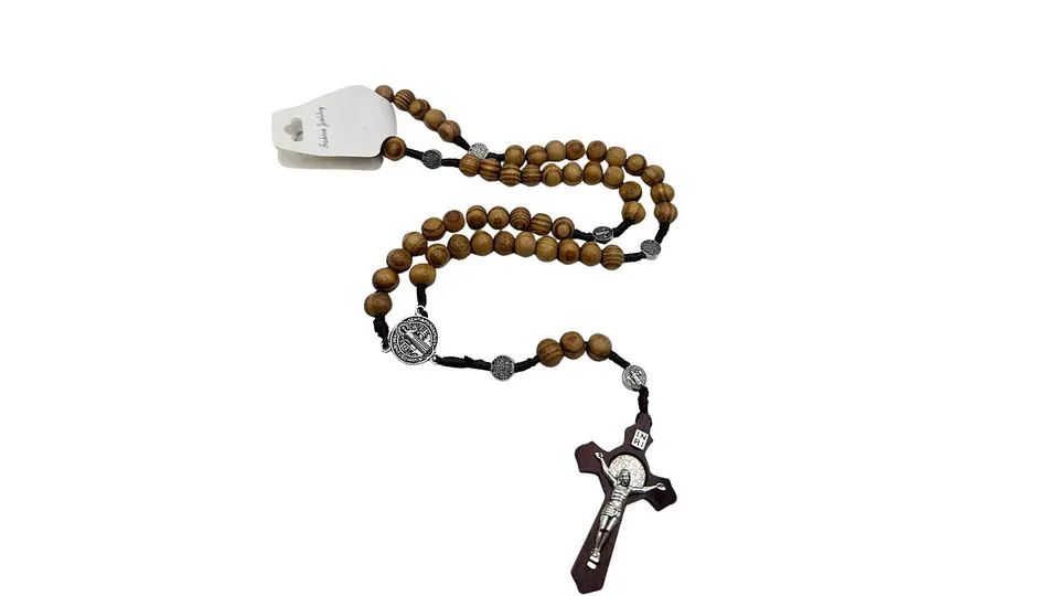 Camándula de Madera con Cruz Rosario Religioso Elegante 1