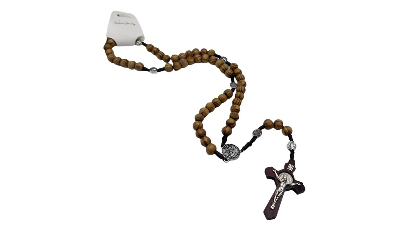 Camándula de Madera con Cruz Rosario Religioso Elegante 5