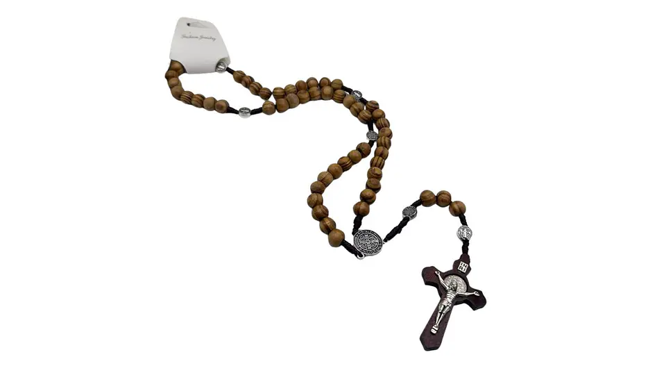 Camándula de Madera con Cruz Rosario Religioso Elegante 5