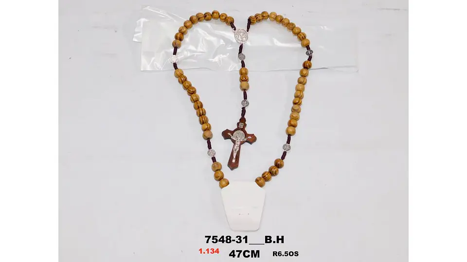 Camándula de Madera con Cruz Rosario Religioso Elegante 6