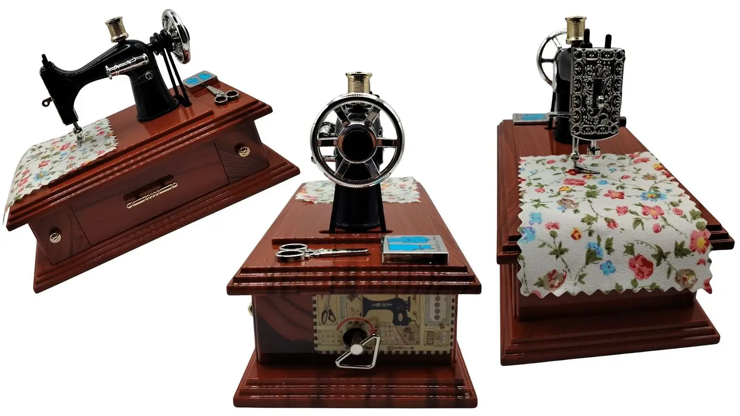 Maquina De Coser Decorativa Cajita Musical Con Cajones 1