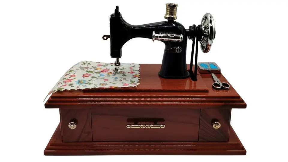 Maquina De Coser Decorativa Cajita Musical Con Cajones 3