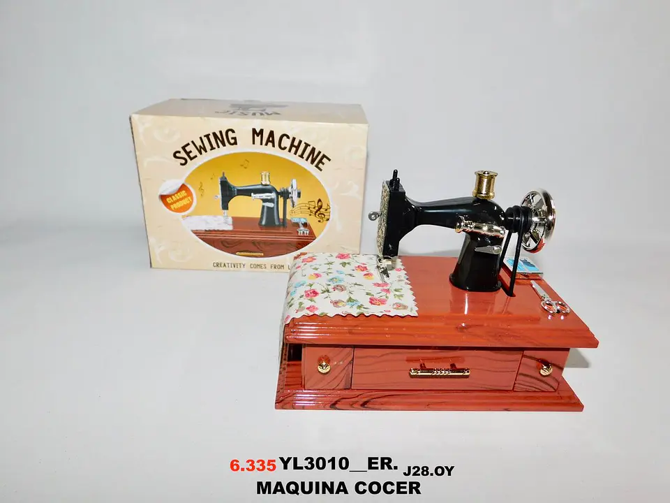 Maquina De Coser Decorativa Cajita Musical Con Cajones 7