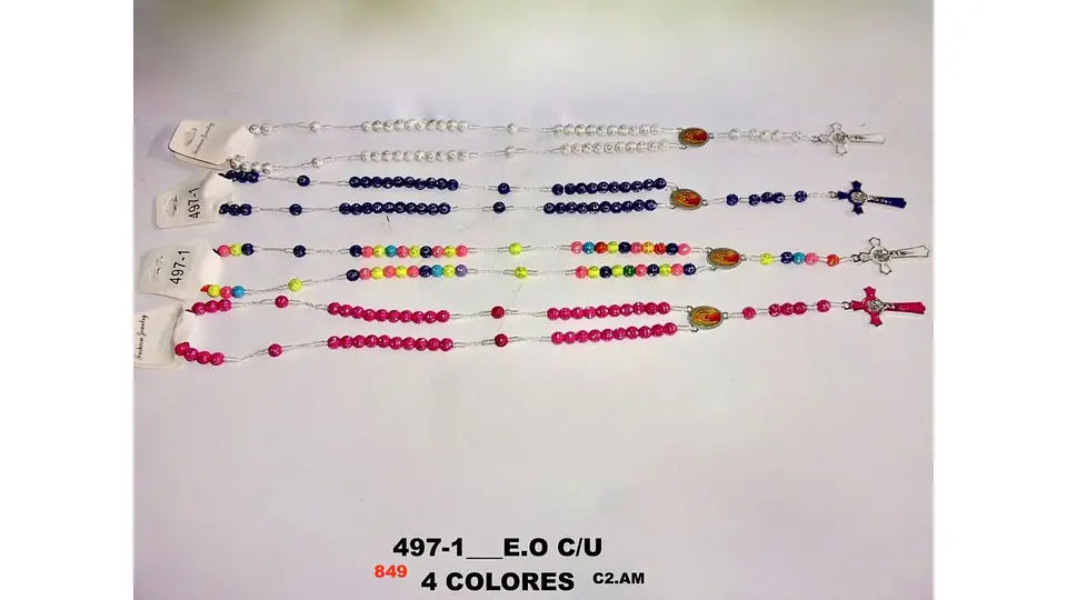 Rosario de Colores Camándula Religiosa con Cruz Diseño 7