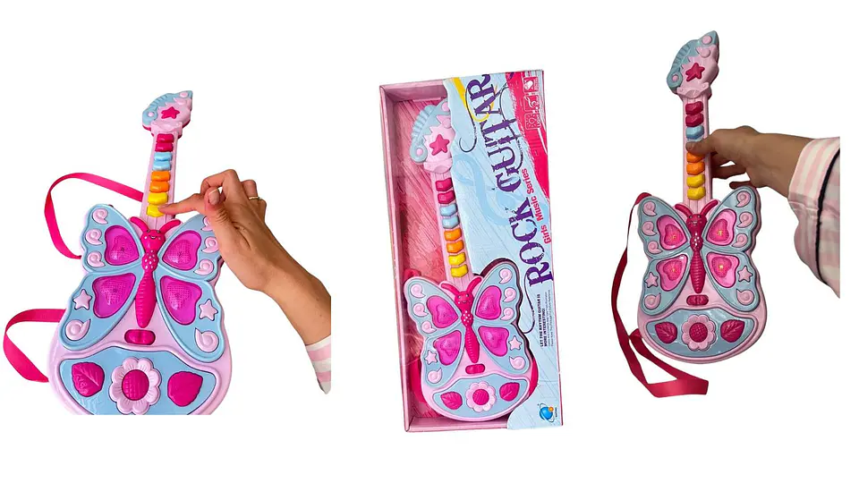 Guitarra Infantil Mariposa Colores Sonido Luz Juguete Niñas 1