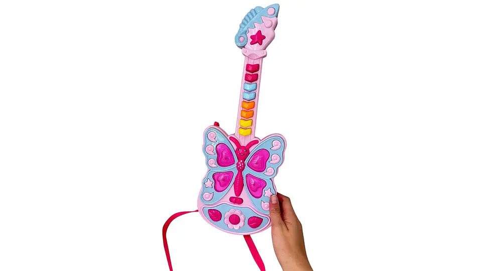 Guitarra Infantil Mariposa Colores Sonido Luz Juguete Niñas 2