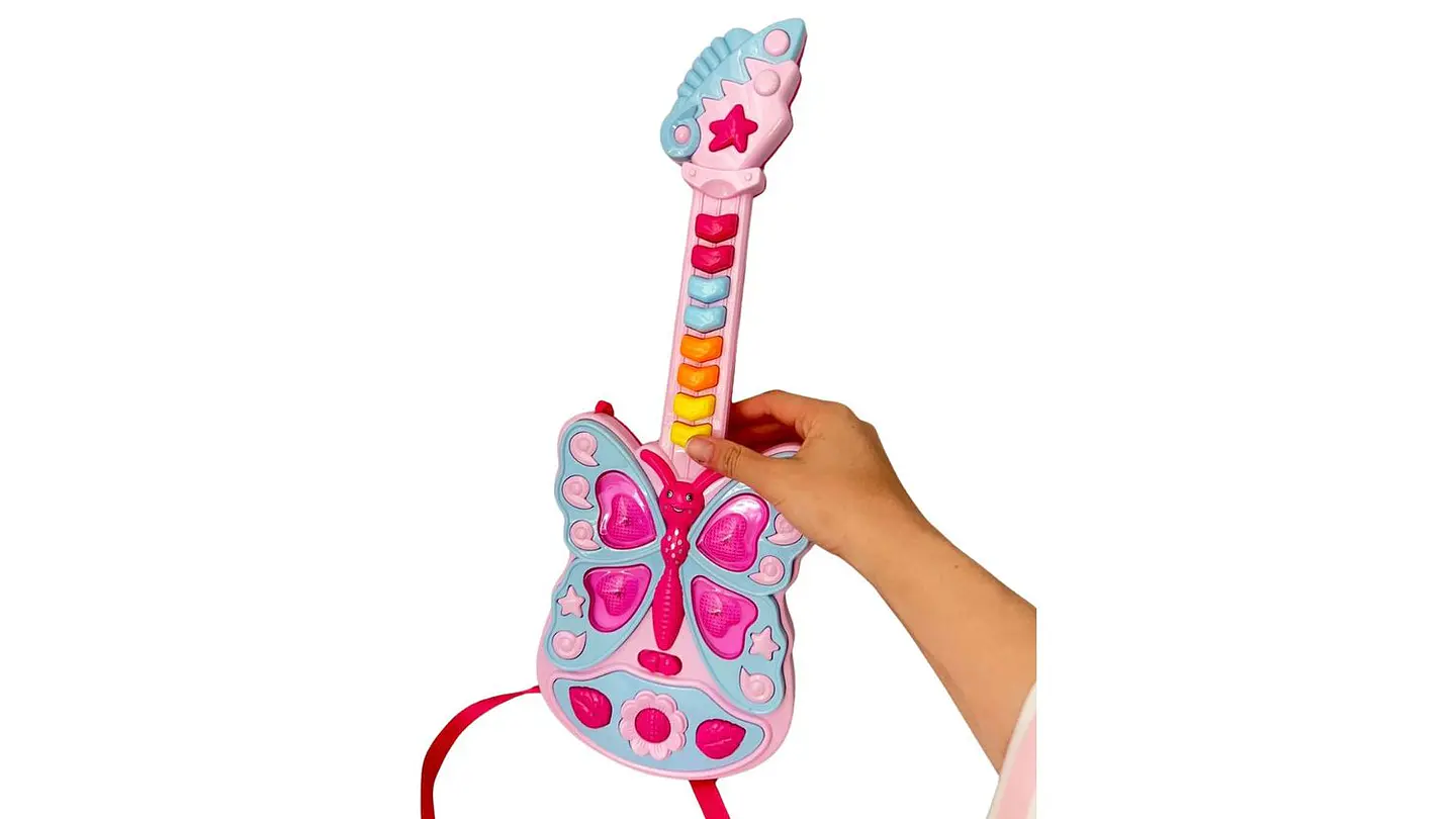Guitarra Infantil Mariposa Colores Sonido Luz Juguete Niñas 3