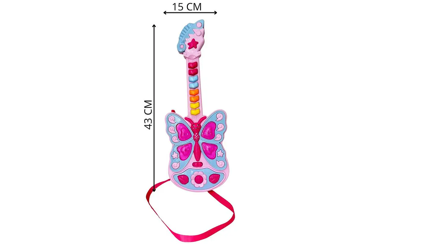 Guitarra Infantil Mariposa Colores Sonido Luz Juguete Niñas 4