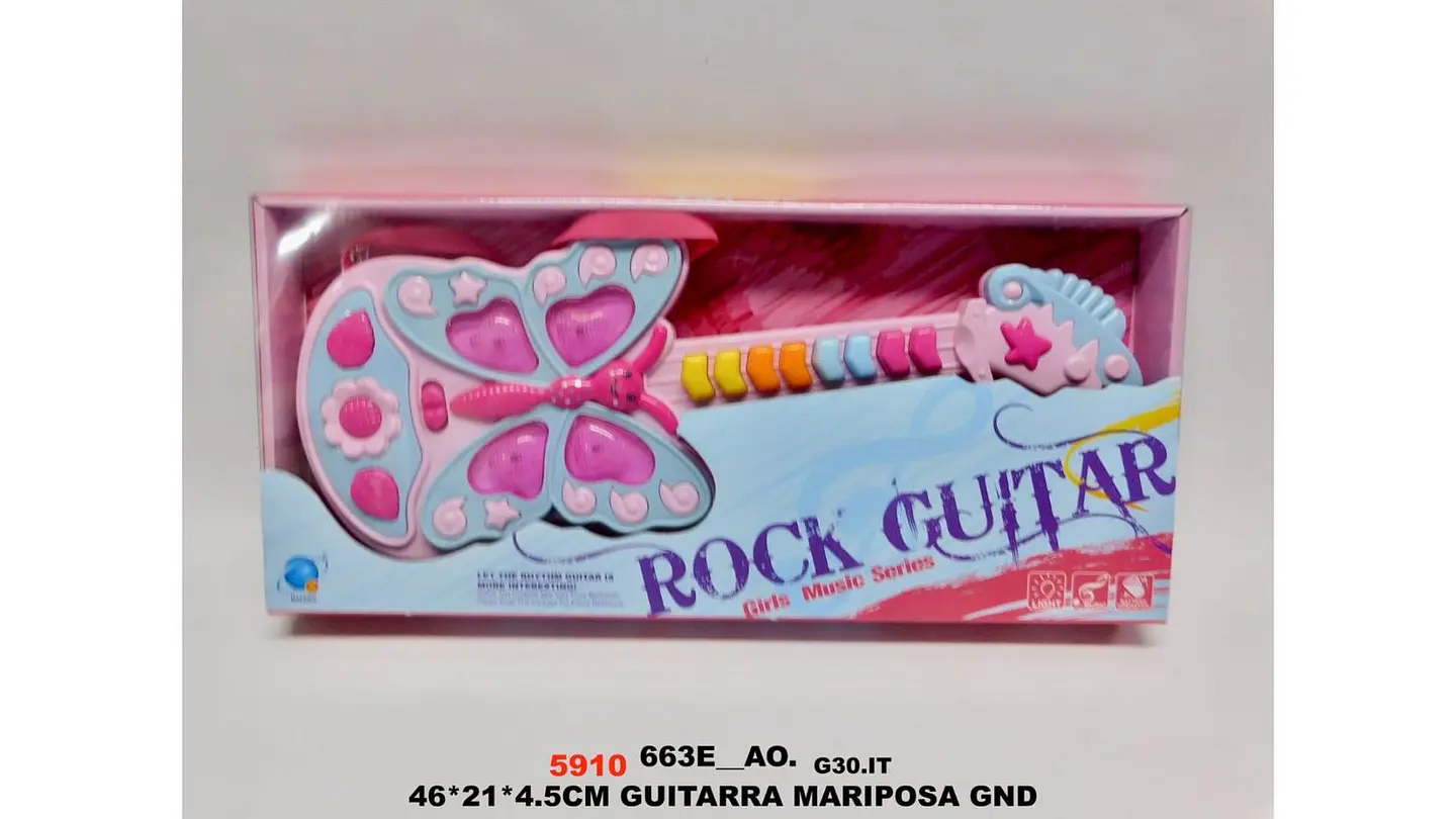 Guitarra Infantil Mariposa Colores Sonido Luz Juguete Niñas 5