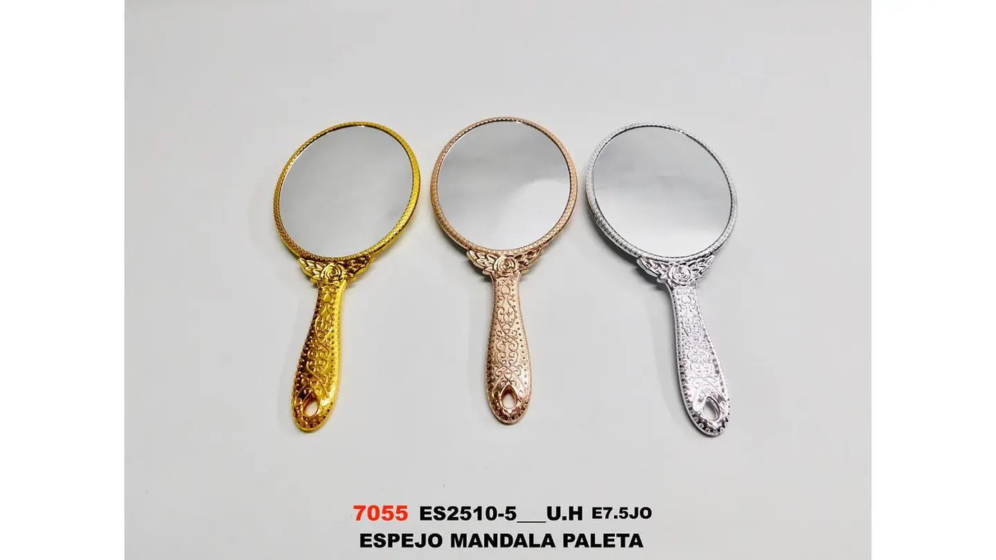 Espejo Mandala de Mano Tipo Paleta Diseño Elegante Portátil 6