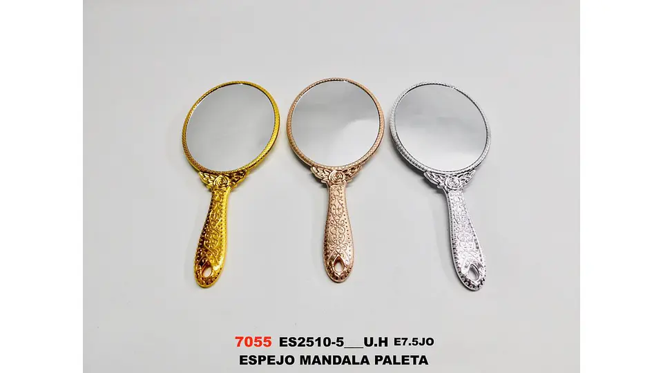 Espejo Mandala de Mano Tipo Paleta Diseño Elegante Portátil 6