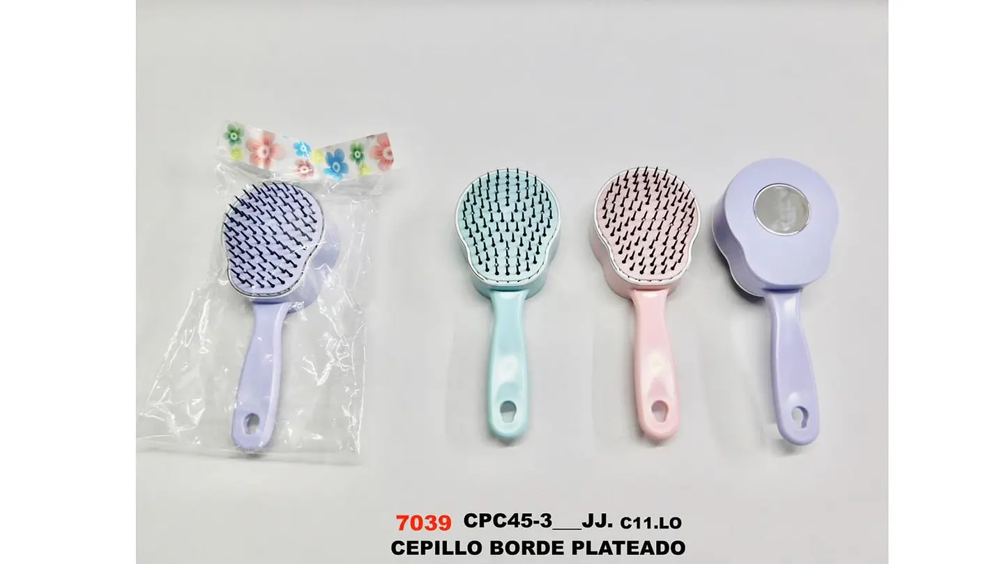Cepillo Cabello Borde Plateado Desenredo Suave Diseño Cute 7