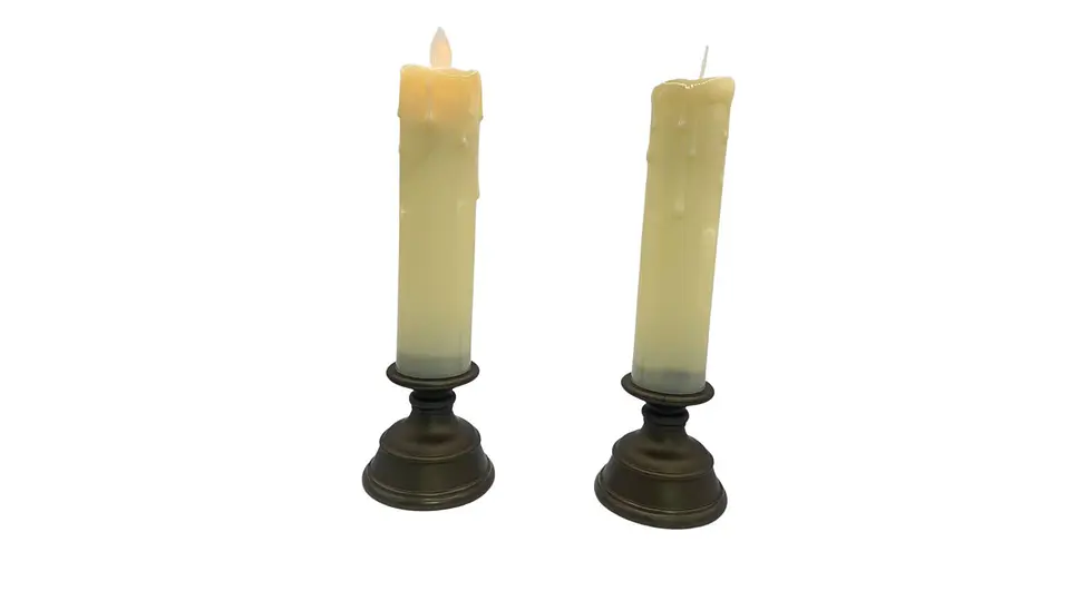 Set de Velas LED Tipo Cera Y Base Elegante Luz Cálida Hogar 4