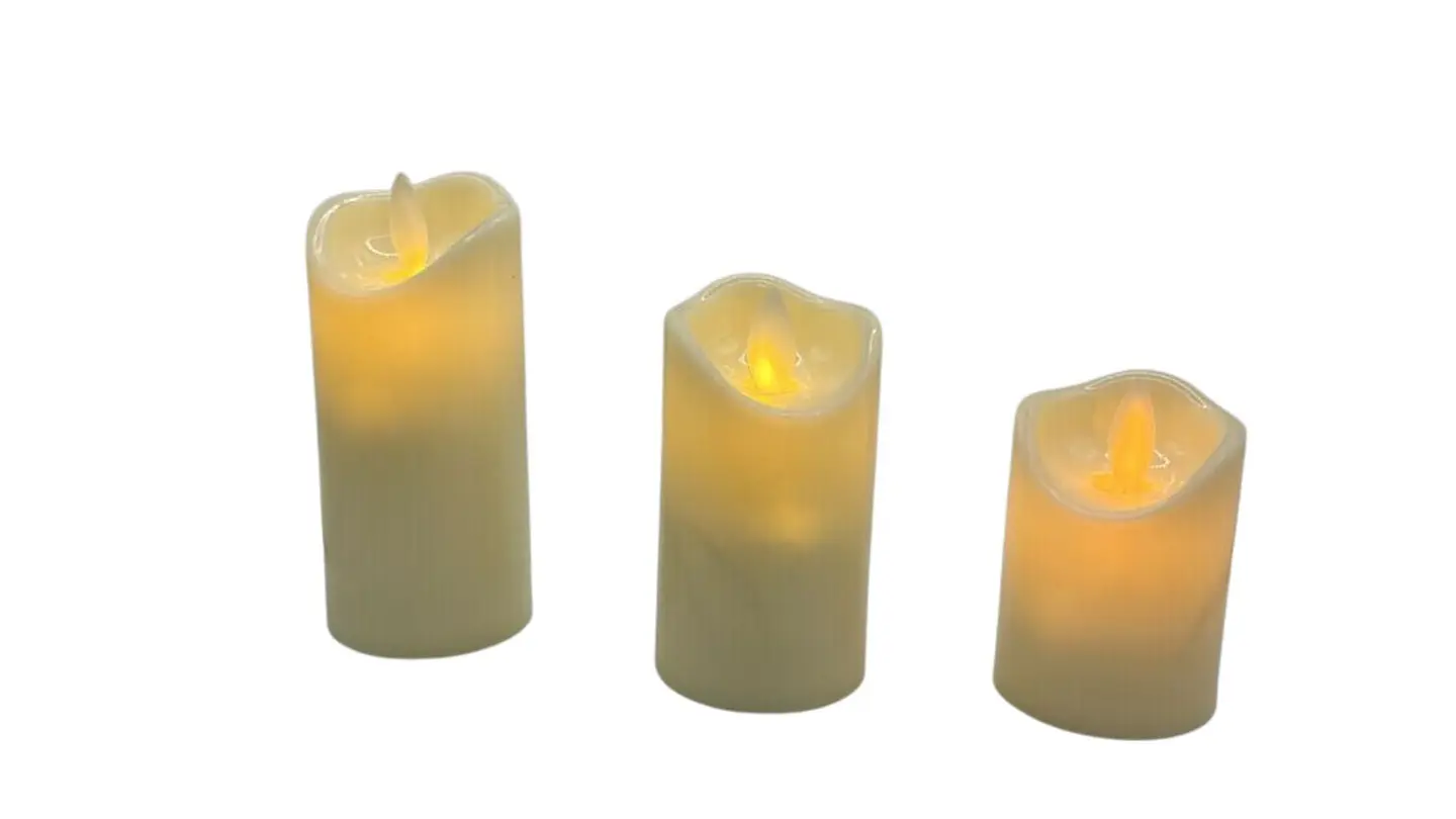 Set 3 Velas LED Diferentes Tamaños Decorativas Luz Cálida 1